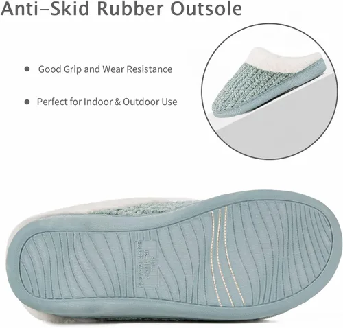 Miniatura 5 de YALOX - Pantuflas para mujer, cálidas, de espuma viscoelástica antideslizante, cómodas, de algodón para usar en el hogar, dormitorio, interiores
