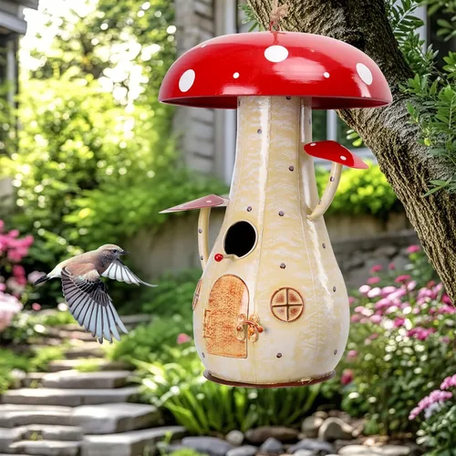 Miniatura 16 de Yinns Casa de pájaros de resina para exteriores, casas de pájaros para exteriores para anidar pájaros silvestres, casas decorativas de piedra