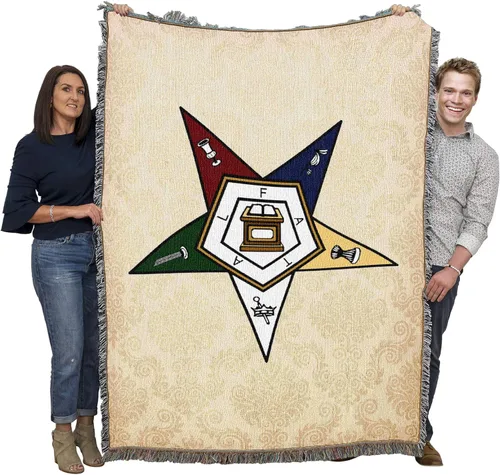Pure Country Weavers Order of The Eastern Star - Manta de tapiz de regalo masónico OES tejida de algodón, fabricada en los Estados Unidos (72 x 54