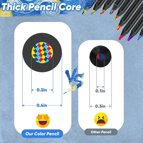 Miniatura 2 de Hapikalor - 8 lápices de colores arcoíris para libros de colorear para adultos, lápices de dibujo estéticos, lápiz de color jumbo, suministros