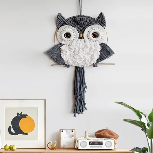 Miniatura 11 de ACEDSGN Tapiz de macramé para colgar en la pared, diseño bohemio hippy, tapiz hecho a mano, decoración de pared para cuarto del bebé, dormitorio