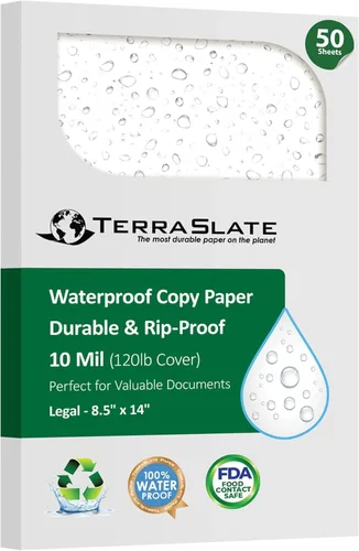 Miniatura 8 de TerraSlate Papel impermeable imprimible para impresora láser, 10 milésimas de pulgada de grosor de 8.5 x 14 pulgadas, 250 hojas, papel de impresora