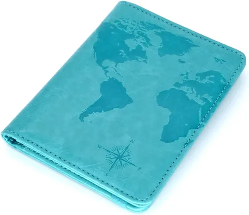 Miniatura 26 de Kandouren - Funda para pasaporte con bloqueo RFID, cartera para pasaporte para hombres y mujeres, el mejor regalo para viajeros, tarjetas de crédito