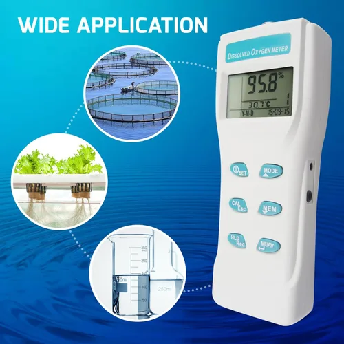 Miniatura 2 de Gain Express Medidor de oxígeno disuelto con electrodo Medidor de DO portátil Probador de calidad de agua con pantalla LCD grande Función de memoria
