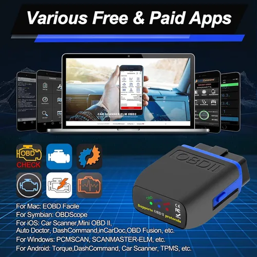 Miniatura 3 de Escáner OBD2 Bluetooth 4.0 para Auto, Lector de Códigos para iPhone iOS Android Windows, Adaptador Auto OBD2 OBDII, Herramienta de Diagnóstico