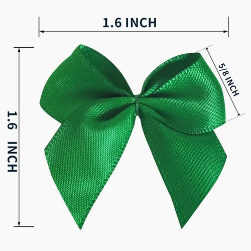 Miniatura 3 de Micomon 50 piezas mini lazos de cinta de satén de 1.6 pulgadas para manualidades, pequeños lazos verdes para decoración navideña embellecimiento