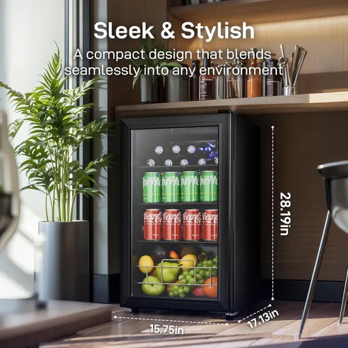 Miniatura 7 de Anypro Refrigerador y enfriador de bebidas de 2.6 pies cúbicos, refrigerador con puerta de vidrio templado, refrigerador para 126 latas de vino