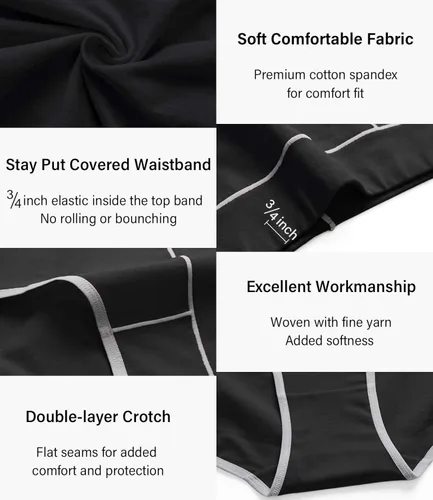 Miniatura 4 de wirarpa - Ropa interior elástica de algodón para mujer cómodas de media cintura pantaletas transpirables Multipaquete
