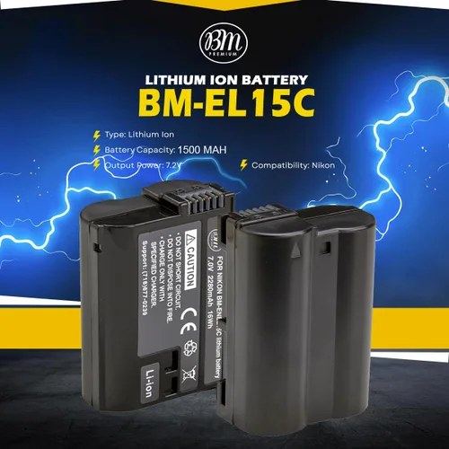 Miniatura 5 de BM Premium Paquete de 2 baterías EN-EL15C de alta capacidad y cargador de batería de doble bahía para Nikon Zf, Z5, Z6, Z6II, Z7II, Z8, D780, D850