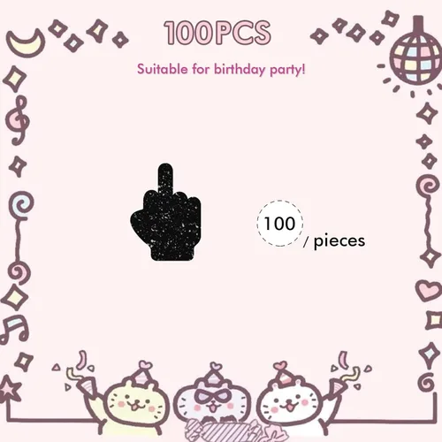 Miniatura 3 de Juego de 100 confeti de dedo medio, dispersión de papel con purpurina negra, confeti divertido para fiesta, decoración de pastel de mano, decoración