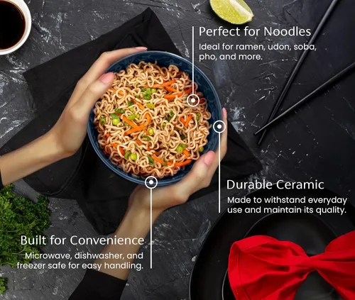 Miniatura 4 de KooK Tazón para ramen, cuencos japoneses, cuencos de fideos, tazón grande para sopa, cerámica, gran capacidad, para ramen, pho, udon, soba y apto