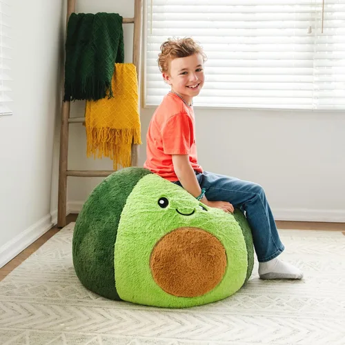 Miniatura 2 de Big Joe Avocado PlushiPals - Puf súper suave para niños, mezcla de poliéster de felpa ultrasuave, 2.5 pies recargable