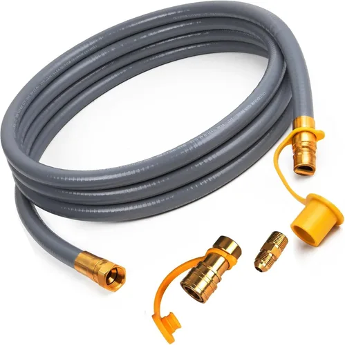 Manguera de propano natural y gas natural de 12 pies de diámetro interior de 3/8 pulgadas hembra por macho de 1/2 pulgadas, kit de desconexión