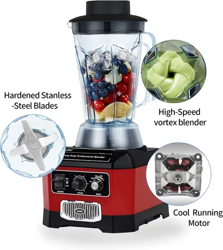 Miniatura 3 de BioloMix Licuadora comercial resistente, 2200W 60Oz Licuadora profesional de cocina batidos, batidos, hielo y frutas congeladas, contenedor
