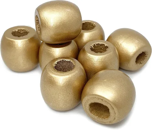 Miniatura 3 de Mezcla de 200 cuentas de madera de barril de 0.669 in de colores de granja en oro, natural, blanco, negro y gris