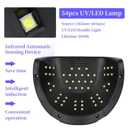 Miniatura 4 de JEWHITENY Lámpara de uñas LED UV de 120 W, secador de uñas para esmalte de gel con 54 cuentas de luz, lámpara de curado mejorada para uñas de manos