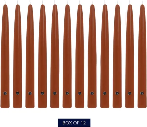 Miniatura 2 de Colonial Candle Vela cónica sin perfume, colección Handipt, ámbar, 12 pulgadas, paquete de 12, hasta 10 horas de combustión