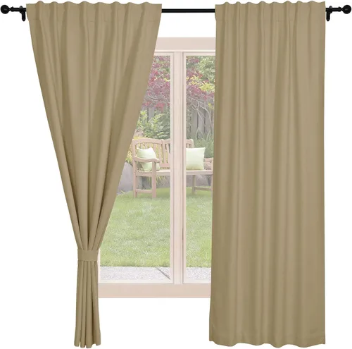 Miniatura 16 de Frelement Cortinas opacas de lino natural, paneles de cortinas con bolsillo para barra y pestaña trasera, para sala de estar, cortinas