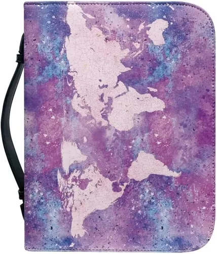 Miniatura 17 de Funda de cuero para la Biblia para hombres, funda de Biblia con patrón de bola roja, bolsa grande para la Biblia con asa bolsa de mano