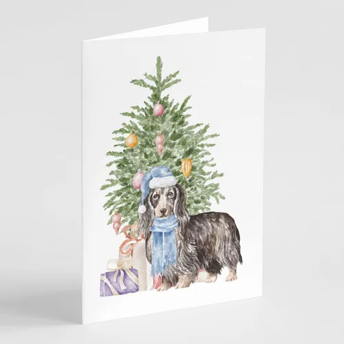 Miniatura 26 de Caroline's Treasures CK8213GCA7P Bulldog, Bulldog Inglés #2 - Tarjetas de felicitación y sobres de árbol de Navidad, paquete de 8 tarjetas en blanco