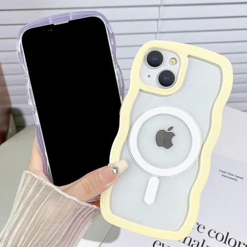 Miniatura 7 de Yeddabox Magsafe - Funda compatible con iPhone 13, diseño de ondas, lindo marco de colores de caramelo con ondas de agua, a prueba de golpes