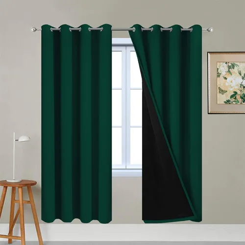 Yakamok - Cortinas completamente opacas, 2 capas gruesas con aislamiento térmico y ojales, forro negro, insonorizadas (52 pulgadas de ancho x 63