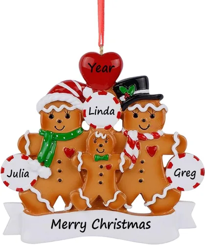 Miniatura 10 de 2025 Adorno de Navidad Familiar - Adorno Personalizado de Familia de 3 de Jengibre - Adornos de Navidad de Pareja Horneando Galletas - Adornos 2025