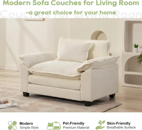 Miniatura 7 de Oprisen Sofá Seccional Modular, Cómodo Cloud Couch Sofá Seccional, Sofá Cama de Chenilla con Asiento Profundo con Almohadas Decorativas para Sala