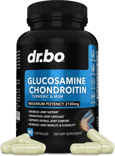 Glucosamina, condroitina, MSM, cúrcuma, suplemento para la salud de las articulaciones, 2100 mg de hueso y articulaciones de rodilla, suplemento de