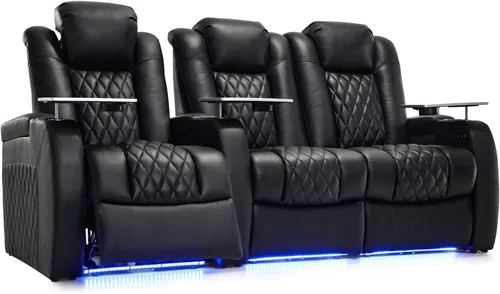 Miniatura 60 de Weilianda Asientos de Cine en Casa de Cuero de Grano Superior Silla Reclinable con Reposacabezas Eléctrico y Reclinación Asientos de Película Sofá