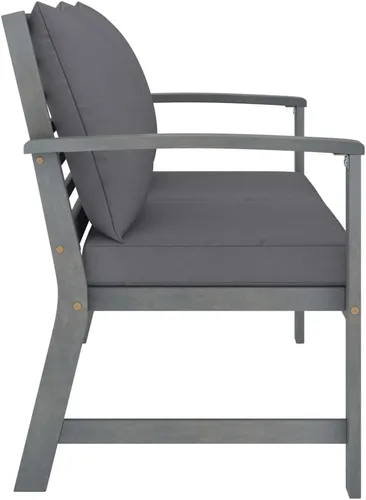 Miniatura 5 de Ensemble Salon de Jardin 4 Pièces en Acacia Massif Gris Patiné, Table et Banc con 2 Fauteuils, Confortable et Résistant aux Intempéries Pour