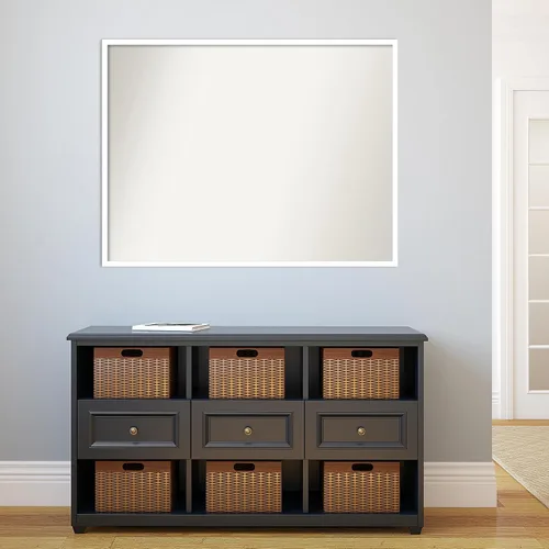 Miniatura 861 de Amanti Art Espejo de baño blanco para sobre el fregadero, 32 x 45 pulgadas, espejo de tocador rectangular blanco esbelto, marco de madera moderno