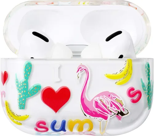 Miniatura 8 de AKABEILA Funda compatible con Apple Airpods Pro para mujer, transparente con diseños, policarbonato duro, a prueba de golpes [LED frontal visible]