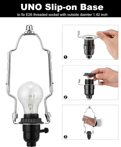 Miniatura 5 de Kit de soporte de pantalla de lámpara de 8, 9 y 10 pulgadas [ajustable] para lámparas de mesa y de pie, piezas de lámpara resistentes con sillín