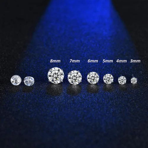 Miniatura 4 de MASOP - Aretes tipo dormilona de tuerca, de plata de ley de 0.078 a 0.31 pulgadas con circonita cúbica, hipoalergénicos, pequeños, redondos