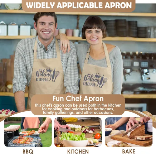 Miniatura 6 de Divertido delantal de cocina para mujeres y hombres, delantal de cocina para hornear con 2 bolsillos, lindo regalo de cumpleaños, Navidad, día