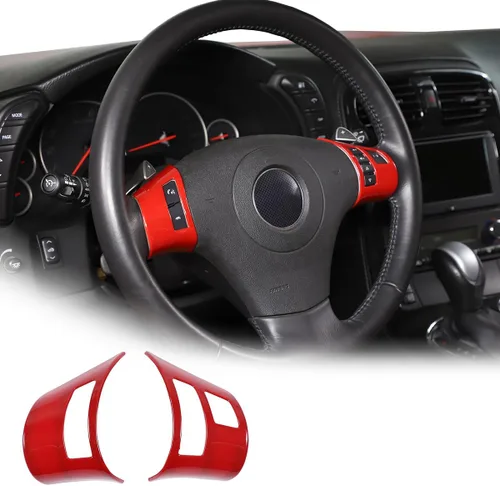 Miniatura 13 de Adhesivos de botón de volante de automóvil de fibra de carbono suave para Chevrolet Corvette C6 2005-2013 (100% fibra de carbono real, negro)