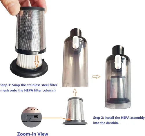 Miniatura 4 de Paquete de 4 filtros Hepa de repuesto compatibles con aspiradora de mano inalámbrica MONOZEL VC026, filtros lavables funciona con SWMRDN VC007