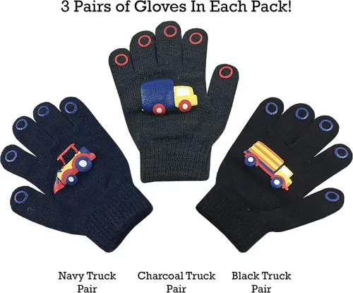 Miniatura 2 de N'Ice Caps 3 pares de guantes elásticos mágicos para niños y niñas pequeños