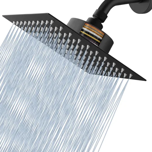 Miniatura 10 de Voolan Cabezal de ducha de lluvia con filtrado - Cabezales de ducha de lluvia grandes de alto flujo hechos de acero inoxidable - Filtro de cabezal