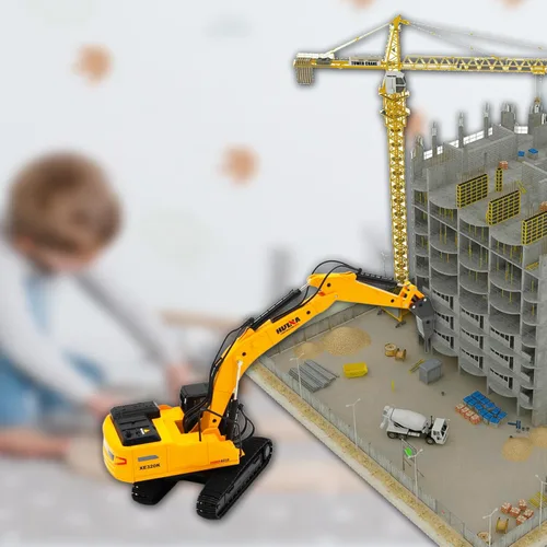 Miniatura 6 de Gemini&Genius Juguete de excavadora de taladro, auto de máquina de demolición, juguetes de vehículos de construcción, escala 1/40, martillo