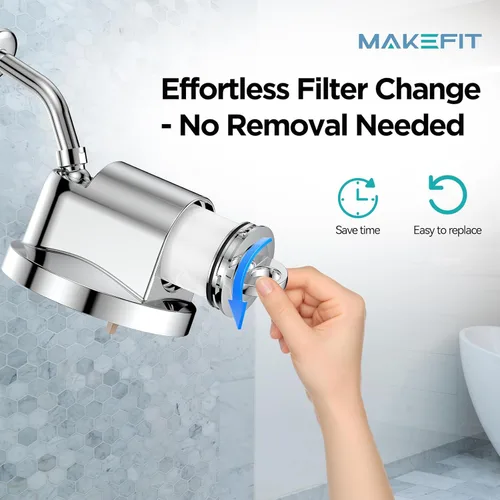 Miniatura 4 de Cabezal de ducha filtrado certificado NSF, cabezal de ducha de lluvia de alta presión con filtro para suavizador de agua dura, fácil de instalar