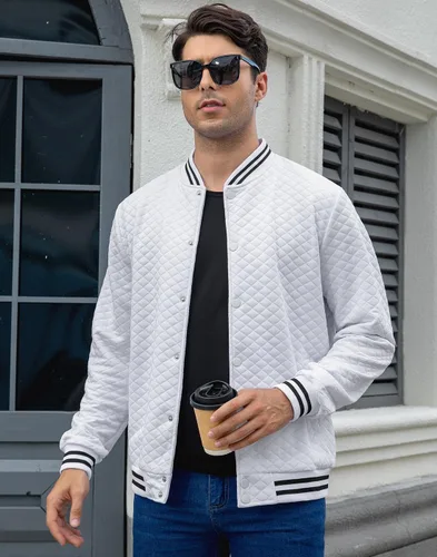 Miniatura 2 de Wizoat Chaqueta universitaria para hombre, chaqueta ligera casual con diseño de gofre, chaquetas bomber