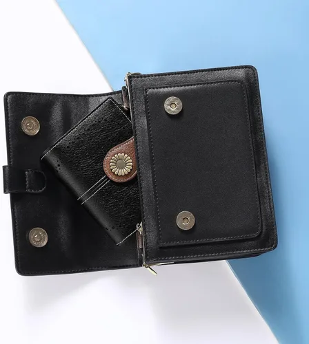Miniatura 33 de SENDEFN - Billetera pequeña de piel auténtica para mujer, diseño plegable con ventana para tarjeta de identificación