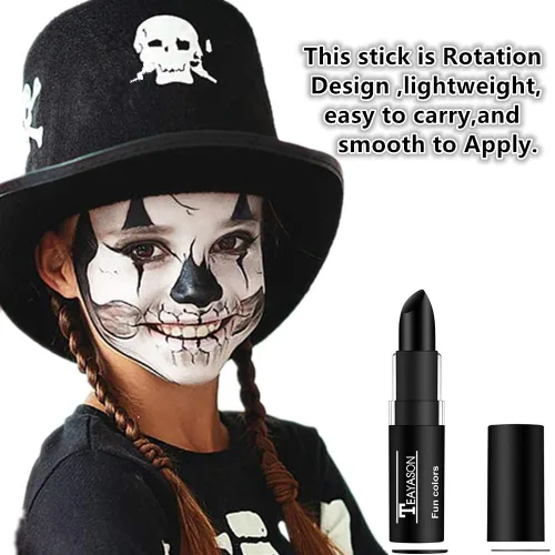 Miniatura 2 de Go Ho 2 piezas de maquillaje de payaso blanco y negro en barra mezclable – pintura para ojos negros y cuerpo facial maquillaje profesional FX