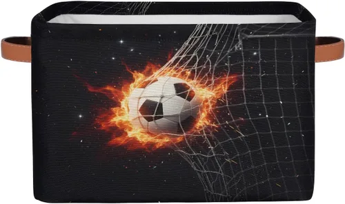 AUUXVA Cesta de almacenamiento para fútbol, bola de fuego, caja de cubo de almacenamiento deportiva, de lona duradera, plegable, cesta organizadora