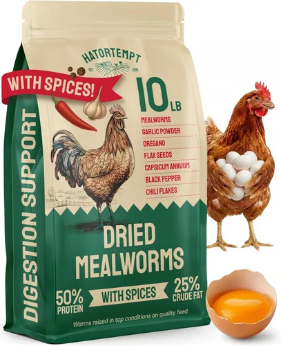 Miniatura 11 de Hatortempt Gusanos de harina secos a granel, bolsa de 10 libras, gusanos de harina secos para pollos, patos y aves silvestres, alimento para aves