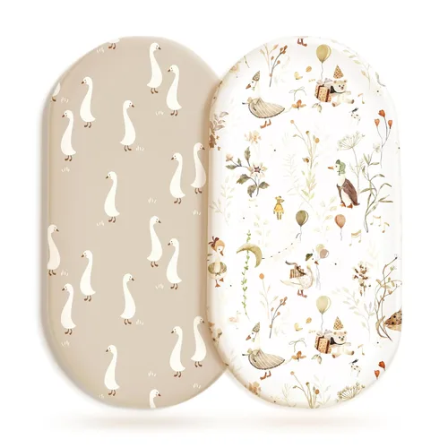 Miniatura 27 de Juego de 2 sábanas elásticas ultra suaves para moisés, ajuste universal para moisés, cuna de bebé, canasta de Moisés, colchón ovalado rectangular