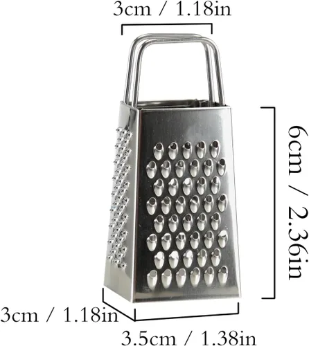 Miniatura 4 de Juego de 4 mini ralladores de queso de acero inoxidable para jengibre, ajo, limón, papa, chocolate, verduras (2.3 x 1.38 pulgadas)