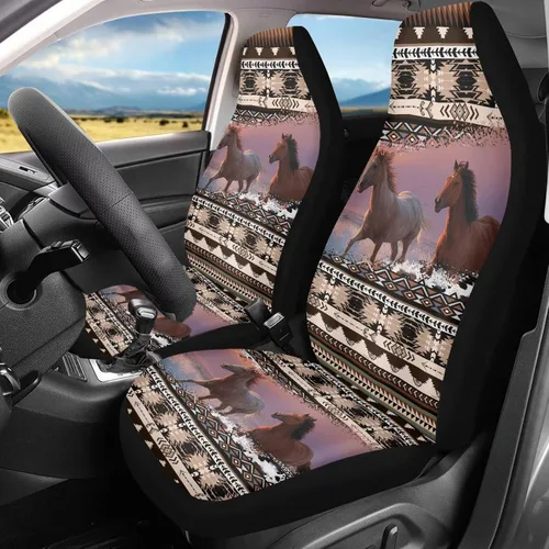 Miniatura 32 de Bulopur Art Horse - Juego de 2 fundas universales para asientos delanteros de automóvil, protectores enteros adecuados para la mayoría
